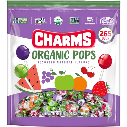 Miniatura 5 de Charms Paletas orgánicas (265 unidades) – Paletas de caramelo de frutas orgánicas USDA hechas con todos los sabores e ingredientes naturales, sin