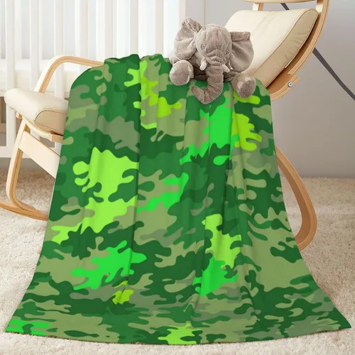 Miniatura 19 de Manta de forro polar de camuflaje militar, ultra suave, acogedora, manta de franela decorativa de camuflaje militar para el hogar, cama, sofá