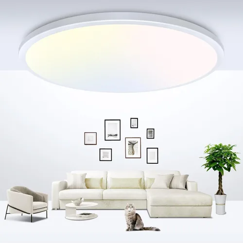 Miniatura 53 de Zemty Paquete de 8 lámparas de techo LED de montaje empotrado de 12 pulgadas, lámpara de techo súper delgada de 28 W 3200 lm, lámpara de techo Negro