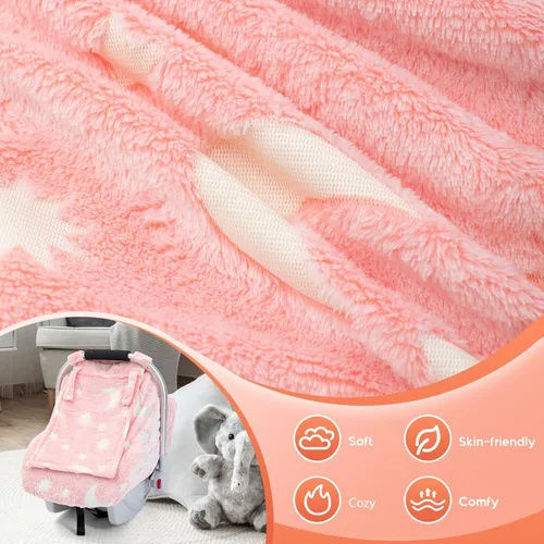 Miniatura 2 de Funda de invierno para asiento de automóvil para bebé, funda de asiento de automóvil infantil que brilla en la oscuridad, capota acogedora y cálida