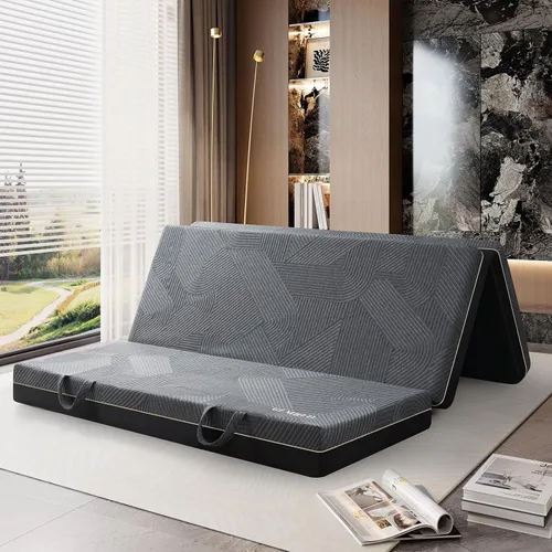Miniatura 8 de GEMBED Colchón Tri Folding Tamaño Twin - Colchón de Espuma Viscoelástica Tri-fold, Asa y Parte Inferior Antideslizante, Sofá Cama Plegable Portátil