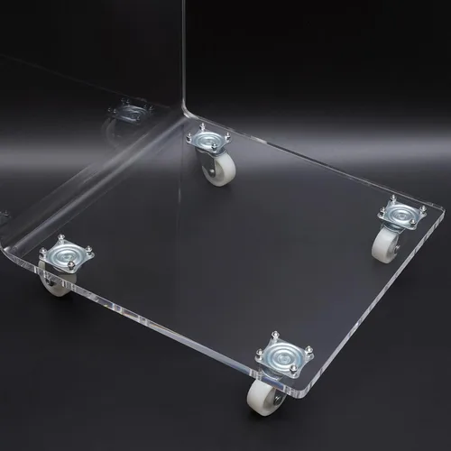 Miniatura 8 de Mesa auxiliar de sofá transparente en forma de C de acrílico Mesa auxiliar Mesa de café transparente con ruedas