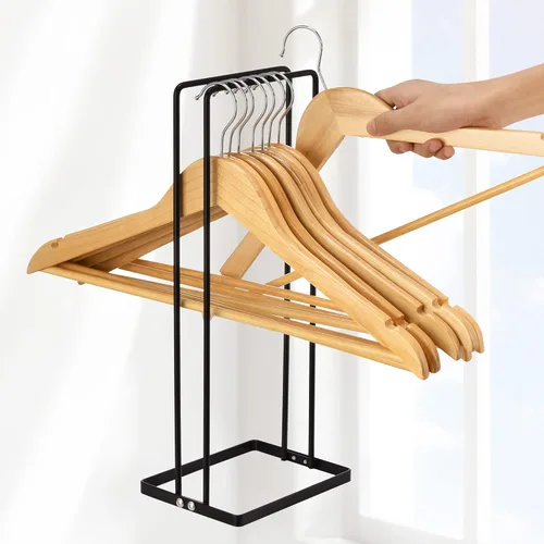 Miniatura 5 de EASTTOWEST Organizador de percha apilador para armario, cuarto de servicio, soporta hasta 110 ganchos de alambre, acero al carbono negro, soporte