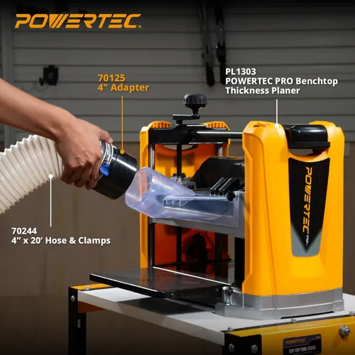Miniatura 6 de POWERTEC 70125V Adaptador de manguera de tubería de 4 pulgadas, acoplador rápido para accesorios de recolección de polvo de taller, plástico ABS, 1