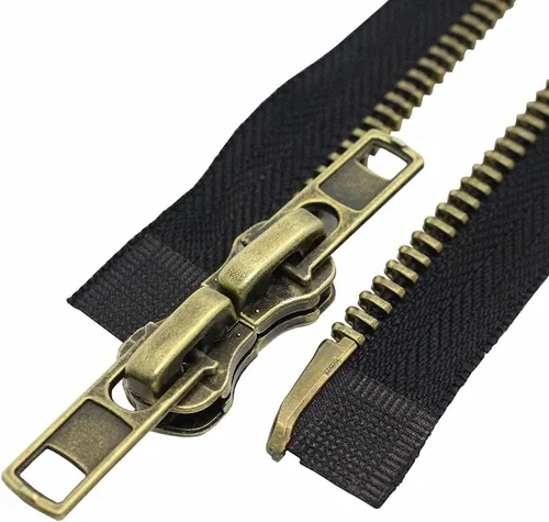 MebuZip #8 - Cremallera separadora de chaqueta de latón antiguo de 30 pulgadas, cremallera de dos vías, cremallera de mano derecha, cremalleras de