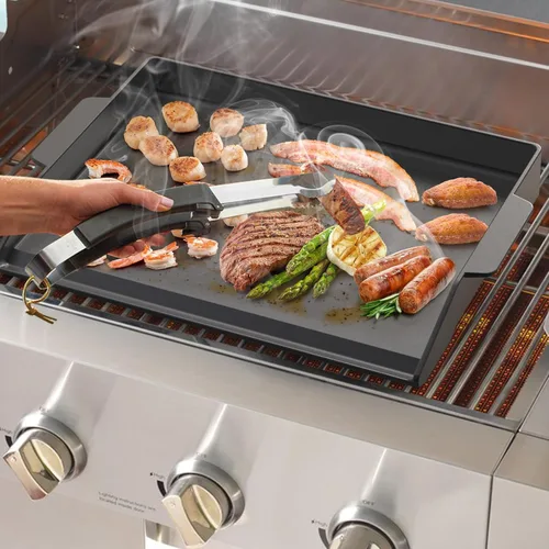 Miniatura 5 de Onlyfire - Plancha universal de hierro fundido, revestimiento antiadherente pre-sazonado, placa de parrilla con paredes laterales extra altas