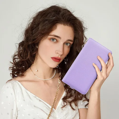 Miniatura 116 de Chelmon - Monedero para mujer de cuero genuino con bloqueo de señal RFID, para tarjetas de crédito