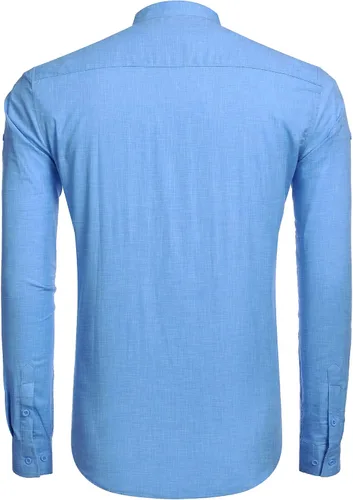 Miniatura 3 de COOFANDY Camisa casual de lino para hombre, con cuello de banda, manga larga, con botones