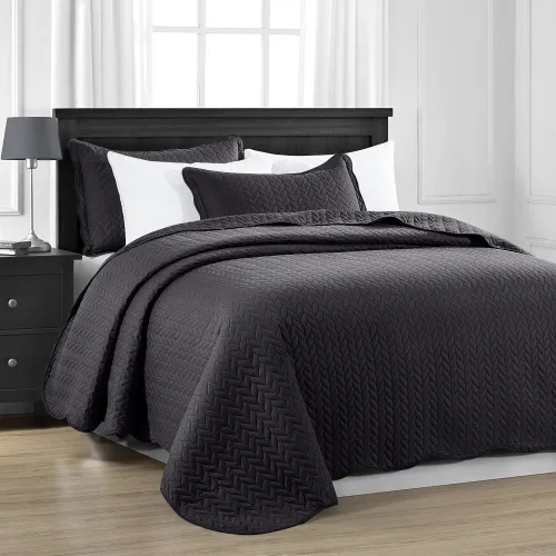 Miniatura 33 de MOONLIGHT20015 Paquete de 8 Colchas Tamaño King para Cama (106" x 96") - Venta al Por Mayor para Hoteles, Dormitorios de Huéspedes y Airbnbs - Gris