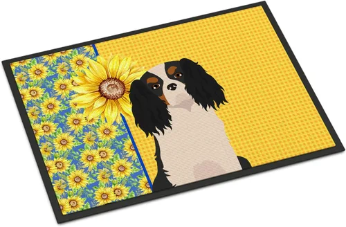Miniatura 340 de Caroline's Treasures WDK5313MAT Airedale Terrier - Tapete para puerta delantera de 18 x 27 pulgadas, diseño de girasoles de verano, para entrada