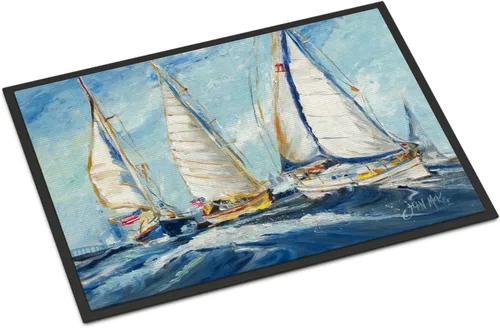 Miniatura 178 de Caroline's Treasures JMK1017JMAT - Tapete de caza de rana garza azul, 24 x 36 pulgadas, tapete para puerta delantera, interior y exterior