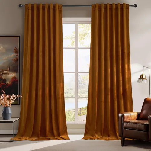 Miniatura 28 de RYB HOME - Cortinas de terciopelo beige, cortinas decorativas resistentes con pestaña trasera, cubierta de privacidad para oscurecer habitación