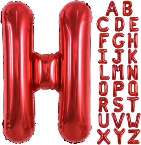 Globos TONIFUL de 40 pulgadas, grandes y brillantes en color rojo, letras de la A a la Z, globos gigantes jumbo de helio en mylar, letra H grande