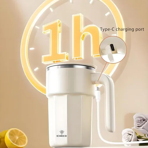 Miniatura 7 de Taza mezcladora eléctrica de 12 onzas, recargable, regalo para los amantes del café y uso en la oficina (negro)