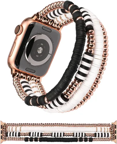 Miniatura 14 de TOYOUTHS Pulsera con cuentas Heishi compatible con Apple Watch para mujeres, niñas y niños, linda pulsera elástica de arcilla, pulsera apilable