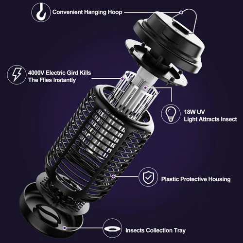 Miniatura 9 de Exterminador de insectos para exteriores, exterminador de mosquitos para interiores con sensor de luz del atardecer al amanecer, matamoscas