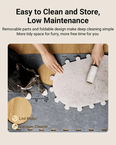 Miniatura 7 de DownyPaws Casa para Gatos de Interior, Cama Cueva para Gatos Plegable de 2 Pisos, Cama Túnel de Fieltro para Gatos Condominio, Cubo Escondite