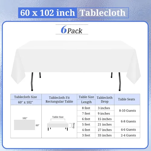 Miniatura 37 de Paquete de 10 manteles de poliéster de 60 x 102 pulgadas, manteles de poliéster beige para mesas rectangulares de 6 pies, resistentes a las manchas