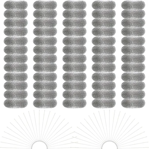 60 trampas de pelusa para lavadora con 60 bridas para cables, trampas de pelusa de acero inoxidable a prueba de óxido, filtro de manguera de malla