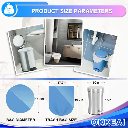 Miniatura 3 de OKKEAI Bolsas de basura pequeñas de 3 galones, 120 unidades, color blanco, bolsas de basura pequeñas para baño, bolsas de basura de 10 litros