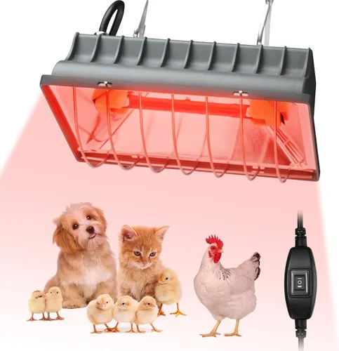 Lámpara de calor de gallinero para perrera, cama de gato, reptiles e incubadoras - Lámpara de calor ajustable de 250 W con 2 ajustes de calor para