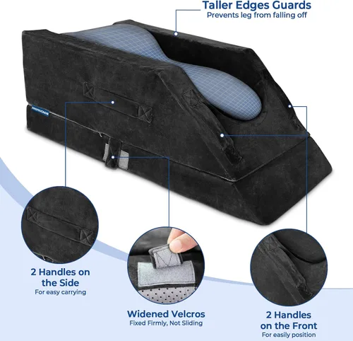 Miniatura 8 de KingPavonini Almohadas de elevación de piernas ajustables de 4 alturas para después de la cirugía con curva ergonómica, almohada de cuña de espuma