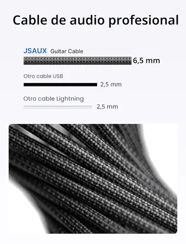 Miniatura 2 de JSAUX Cable de Guitarra de 10 pies, Cable de Amplificador para Guitarra Eléctrica/Mandolina/Bajo, Cable de Instrumento de Audio Profesional