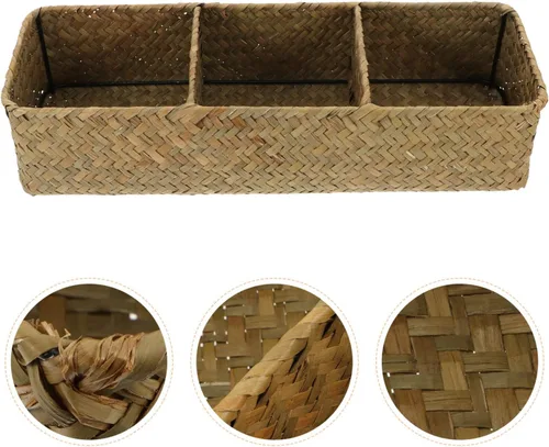 Miniatura 4 de FOMIYES Caja de almacenamiento tejida de 3 piezas, organizador tejido para el hogar, organizador de artículos diversos para el hogar, organizador