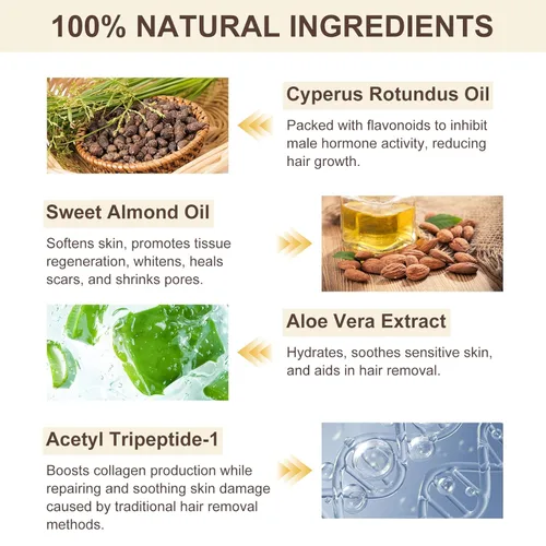 Miniatura 4 de Aceite Cyperus Rotundus, aceite natural de Cyprus Rotundus para depilación y reducción del crecimiento del vello corporal, hidratación y piel suave