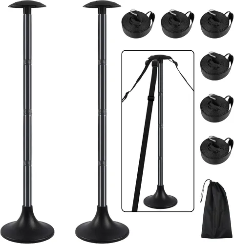 Miniatura 9 de Postes de soporte para cubierta de barco, sistema de soporte de cubierta de barco de acero inoxidable con correa de cincha, extensión de 4 etapas
