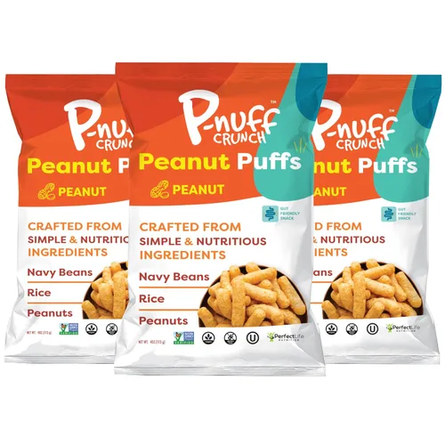 Miniatura 14 de Pnuff Crunch Puffs de Mantequilla de Maní - Bocadillos saludables, aperitivos bajos en calorías, aperitivos sin gluten, veganos, ricos en proteínas