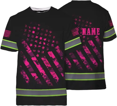 Miniatura 34 de Maddly Colección de ropa de trabajo de alta visibilidad con bandera de EE. UU., personalizada con nombre para trabajadores, corredores, camioneros