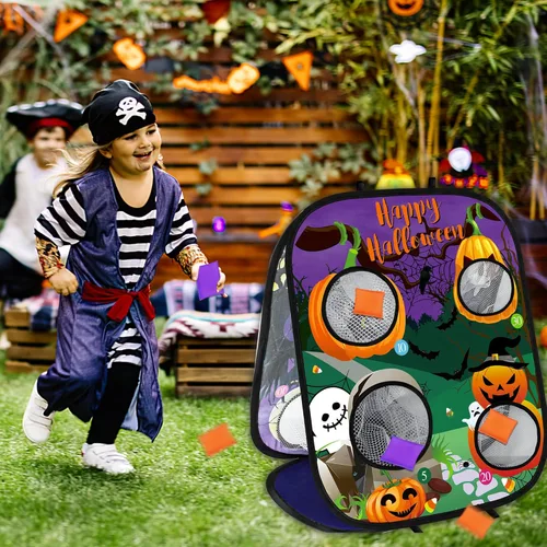 Miniatura 5 de Juegos de Halloween para fiesta de niños, juegos de lanzamiento de bolsas de calabaza fantasma, juegos de fiesta de Halloween, juegos de carnaval