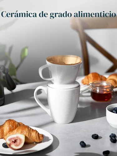 Miniatura 4 de DOWAN Cafetera de Vertido, Goteo de Café de Vertido No Eléctrico, Cafetera Manual, Porcelana para Tazas Individuales, Accesorios de Preparación