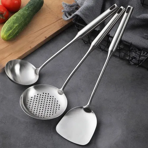 Miniatura 10 de Utensilios de cocina dorados para cocinar, 13 unidades, acero inoxidable, cuchara ranurada sólida, tenedor, espátula, cucharón, espumador, afinador