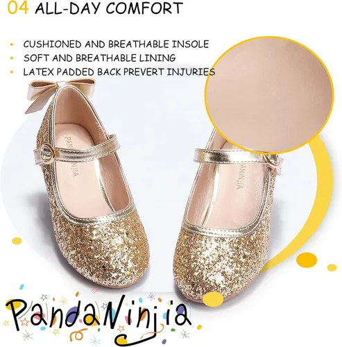 Miniatura 99 de PANDANINJIA Vestido de jada para niñas y niños pequeños, zapatos de princesa Mary Jane con tacones con lazo para fiesta, boda, boda