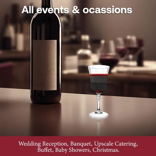 Miniatura 5 de Smarty Had A Party Copas de vino de plástico, paquete de 48 copas de vino desechables grandes de 11 onzas con tallo, vasos transparentes resistentes