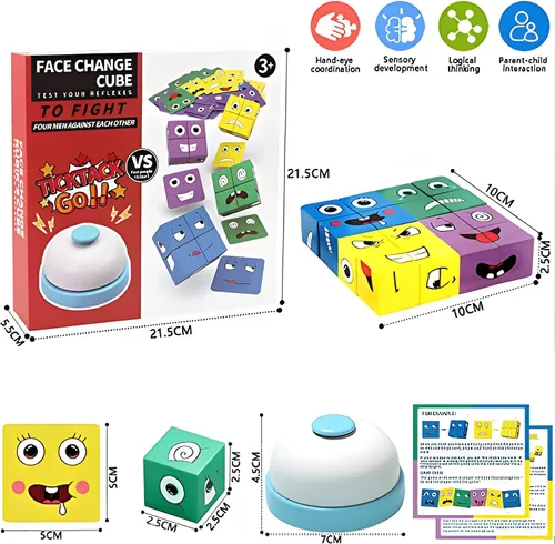 Miniatura 6 de Cubos de madera, IQ Puzzle, Building Cube Express Toy Faces, Magic Face Building Block Puzzle de madera Montessori Toy