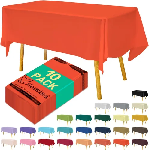Miniatura 45 de Paquete de 3 manteles de plástico desechables de 54 x 108 pulgadas, manteles de color blanco hueso, manteles de fiesta nupcial para fiestas