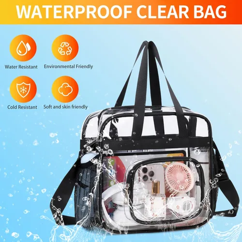 Miniatura 13 de Bolsas transparentes aprobadas para estadios, bolsa transparente + correa para el hombro, bolsa transparente grande
