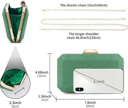 Miniatura 2 de YAPAIOU Bolso de mano de noche brillante para mujer, bolso de mano con purpurina de diamantes de imitación, bolso de boda, bolso de cóctel y fiesta