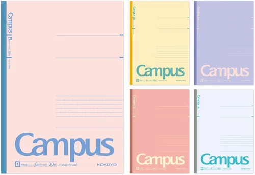 Miniatura 16 de KOKUYO Cuadernos de composición, paquete de 5 cuadernos Campus Semi-B5 Comp con punto A a rayas de 0.276 in, 30 hojas, cuaderno rayado escolar