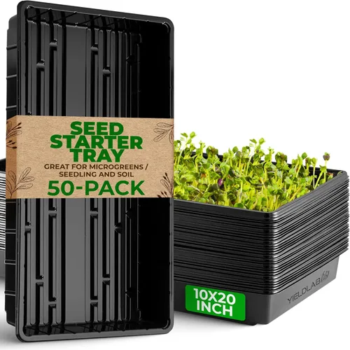 Miniatura 16 de Bandeja de propagación de plantas de plástico negro de 10 x 20 pulgadas (paquete de 10) - Bandejas de cultivo para jardín, plantación, plántulas