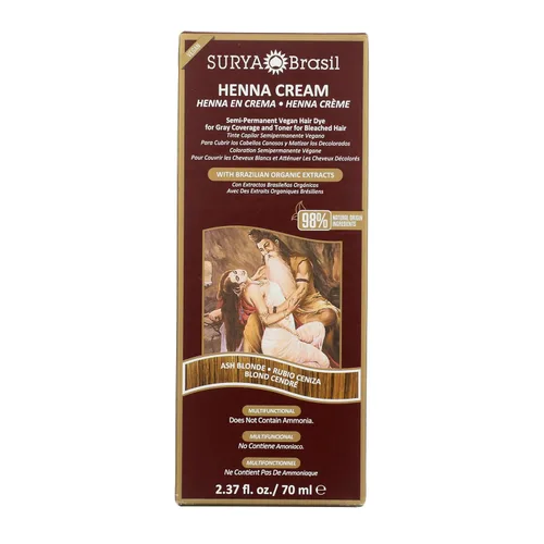 Surya Brasil Henna rubio ceniza crema, 98 % de ingredientes naturales, vegano, libre de crueldad, ecológico, color de cabello semipermanente,