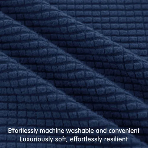 Miniatura 5 de Hokway Fundas Elásticas para Cojines de Sofá, 2 Piezas Fundas Individuales de Cojín de Sofá, Juego de Fundas para Asientos de Sofá de Jacquard, Azul