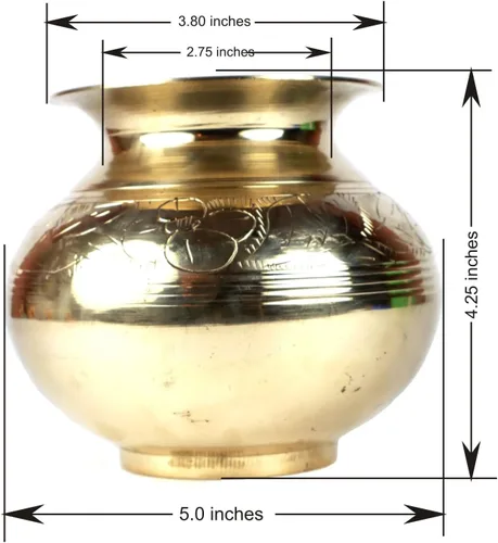 Miniatura 4 de ASHIRWAD Latón Lota Gadvi Kalash para jarra Puja Arti Pot Matki (1 L)