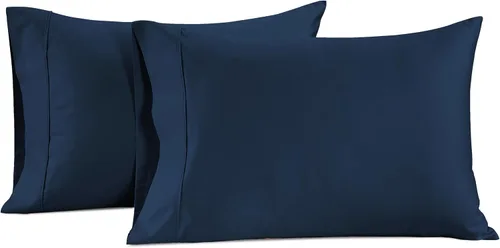 Miniatura 5 de LANE LINEN Juego de 2 almohadas tamaño Queen, suaves 100% algodón egipcio, frescas y lisas de 1000 hilos, fundas de almohada - Azul Estate