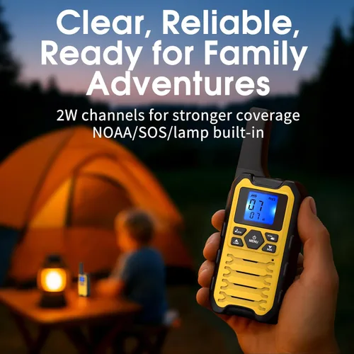 Miniatura 2 de Wishouse Walkie Talkies K15 de largo alcance para adultos, radios bidireccionales recargables, paquete de 2 unidades, 2 W FRS, 22 canales, USB-C