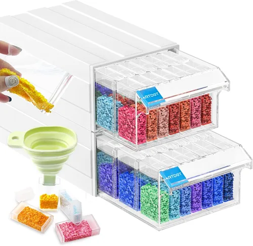 Miniatura 8 de ARTDOT Contenedores de almacenamiento de 56 rejillas para kits de arte de diamante para adultos, 2 paquetes de contenedor portátil de almacenamiento