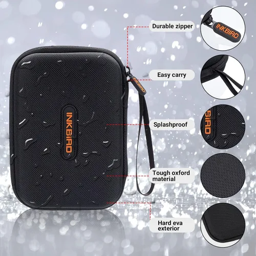 Miniatura 3 de INKBIRD Funda de transporte de 6.7 x 4.7 x 3 pulgadas para termómetro de parrilla IBT-4XS, IBBQ-4T, IBT-4XC, IBT-4XP - Disco duro protector
